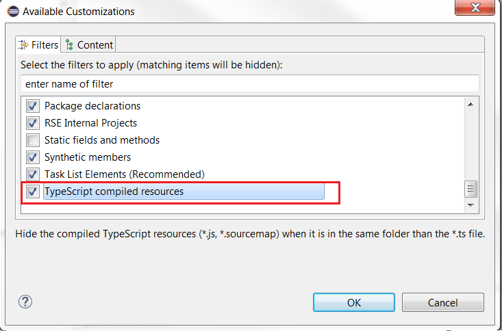 Compiled Files Custom View Filters Tab